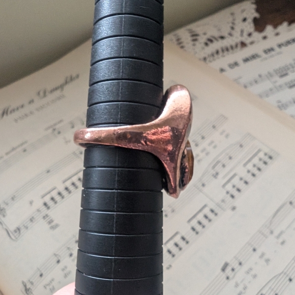 Copper Statement Ring with Yellow Gemstone Size 10 - Picture 9 of 10